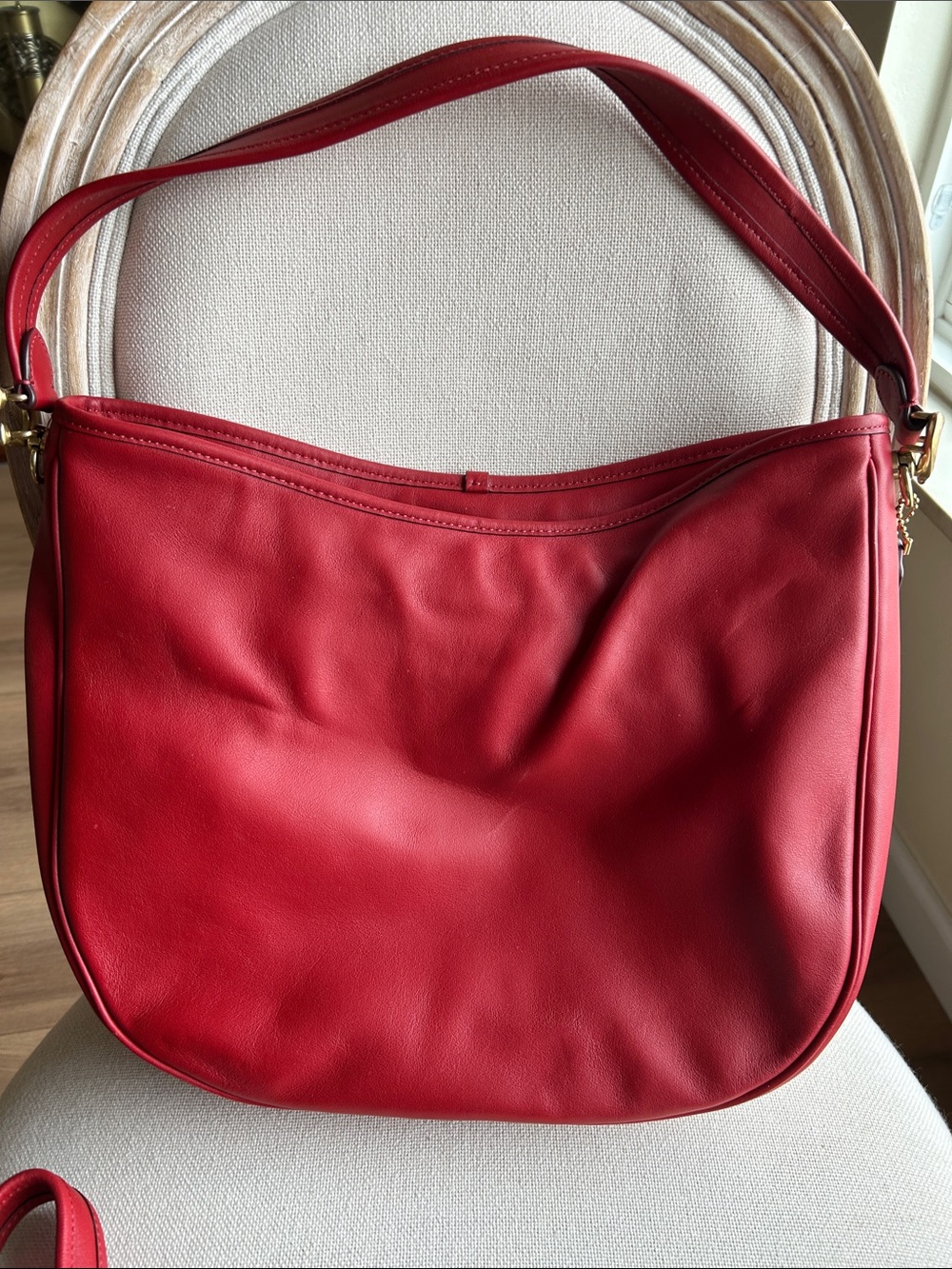 Coach Red Convertible Shoulder Bag with Gold Hardware - Picture 6 of 10